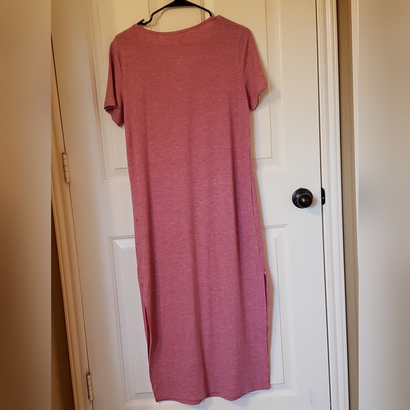 Womens Maxi dress brick red short sleeve 1 pocket - Picture 5 of 6